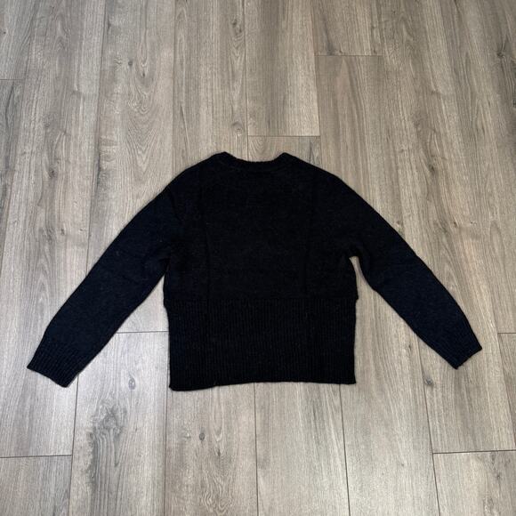 J.Crew High Rib Pullover Sweater SZ XXS Black Wool Alpaca Crew Neck Long Sleeve - Picture 4 of 6